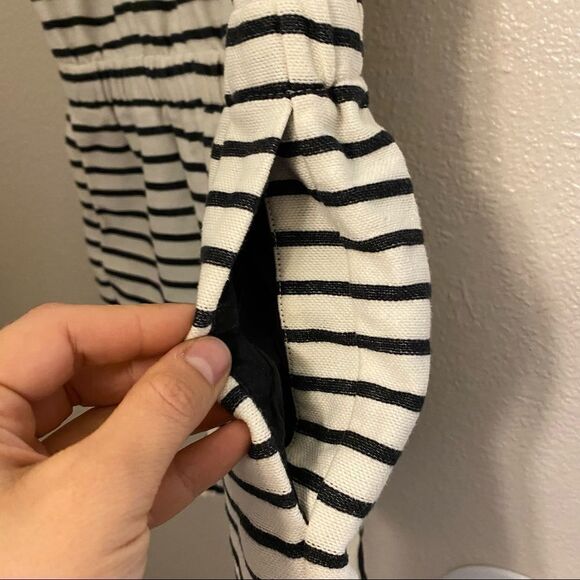 Madewell Black stripe white Tie-Shoulder Romper preppy coastal minimal sailor XS - Picture 8 of 8